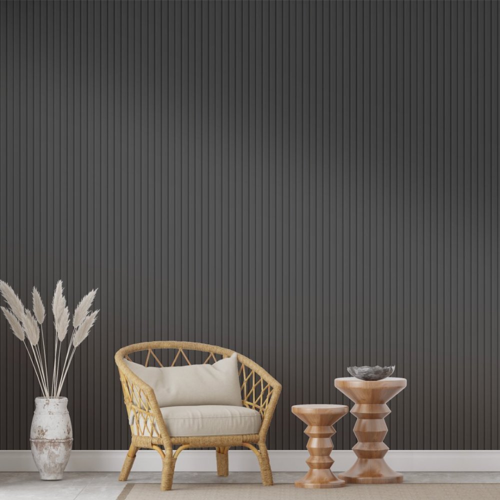 Wall Panel MDF Stella Beats De Luxe NEW 2750х119х12 Black Lead (pack of 5 pcs.)