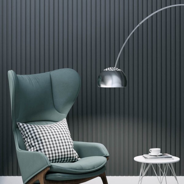 Wall Panel MDF Stella Beats De Luxe 2750х119х16 Black Lead (pack of 4 pcs.)