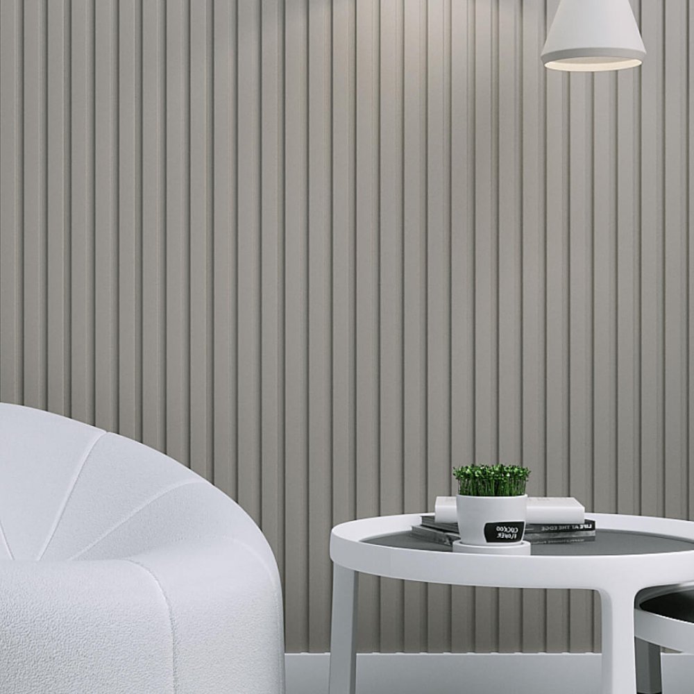 Wall Panel MDF Stella Beats De Luxe 2750х119х16 Sandgrau (pack of 4 pcs.)