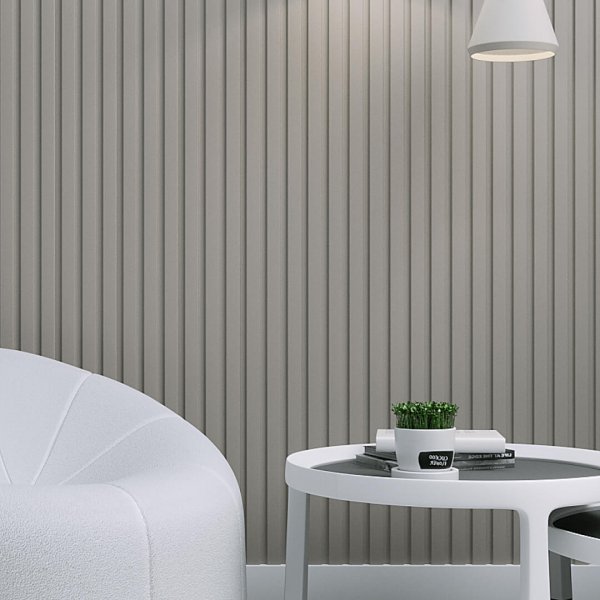 Wall Panel MDF Stella Beats De Luxe 2750х119х16 Sandgrau (pack of 4 pcs.)