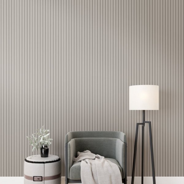 Wall Panel MDF Stella Beats De Luxe NEW 2750х119х12 Sandgrau (pack of 5 pcs.)