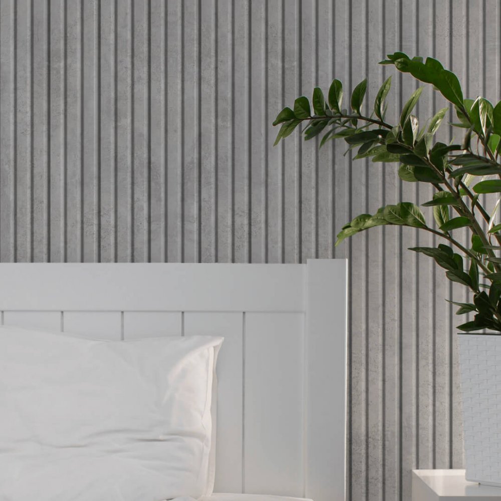 Wall Panel MDF Stella Beats Standart 2750х119х16 Chicago Concret (pack of 4 pcs.)