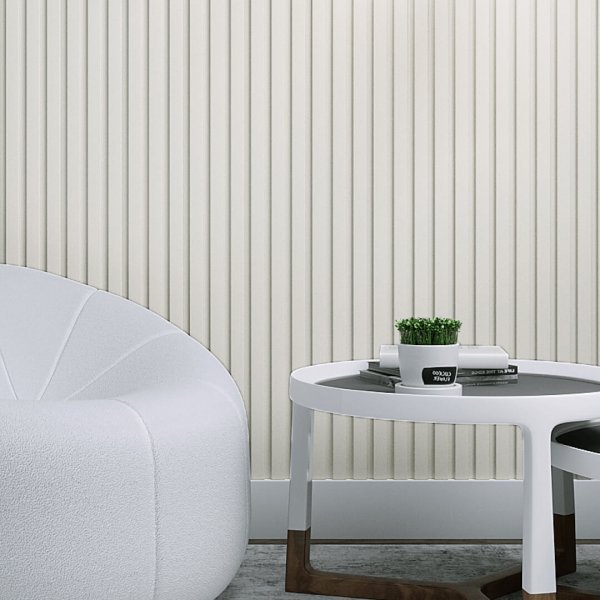 Wall Panel MDF Stella Beats Standart 2750х119х16 White (pack of 4 pcs.)