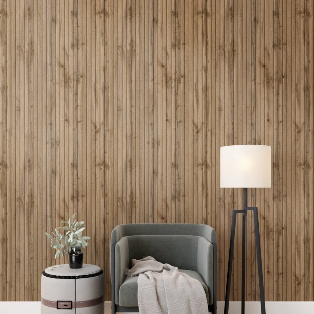 Wall Panel MDF Stella Beats Standart NEW 2750х119х12 Pecan (pack of 5 pcs.)