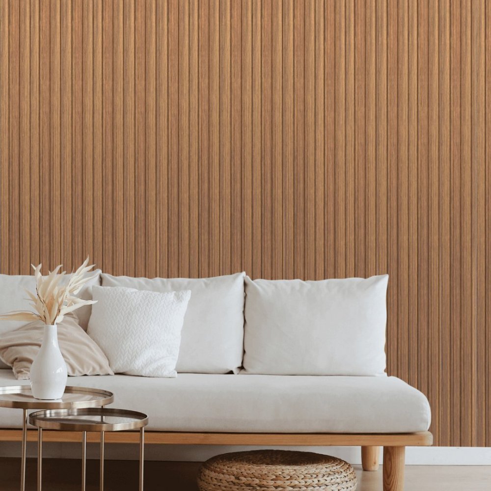 Wall Panel MDF Stella Beats Standart NEW 2750х119х12 Teak (pack of 5 pcs.)