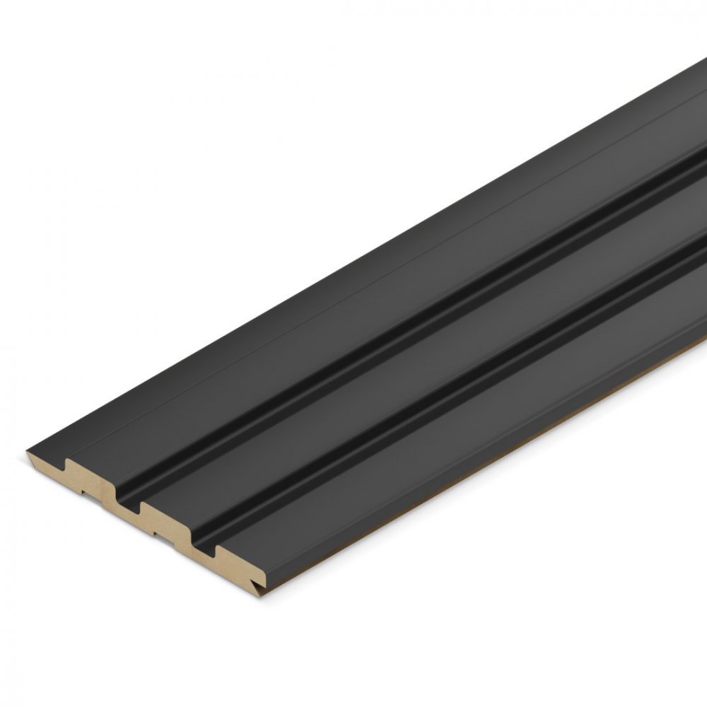 Wall Panel MDF Stella Beats De Luxe NEW 2750х119х12 Black Lead (pack of 5 pcs.)