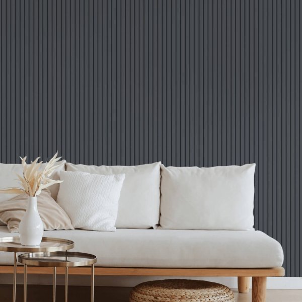 Wall Panel MDF Stella Beats De Luxe 2750х119х16 Black Lead (pack of 4 pcs.)